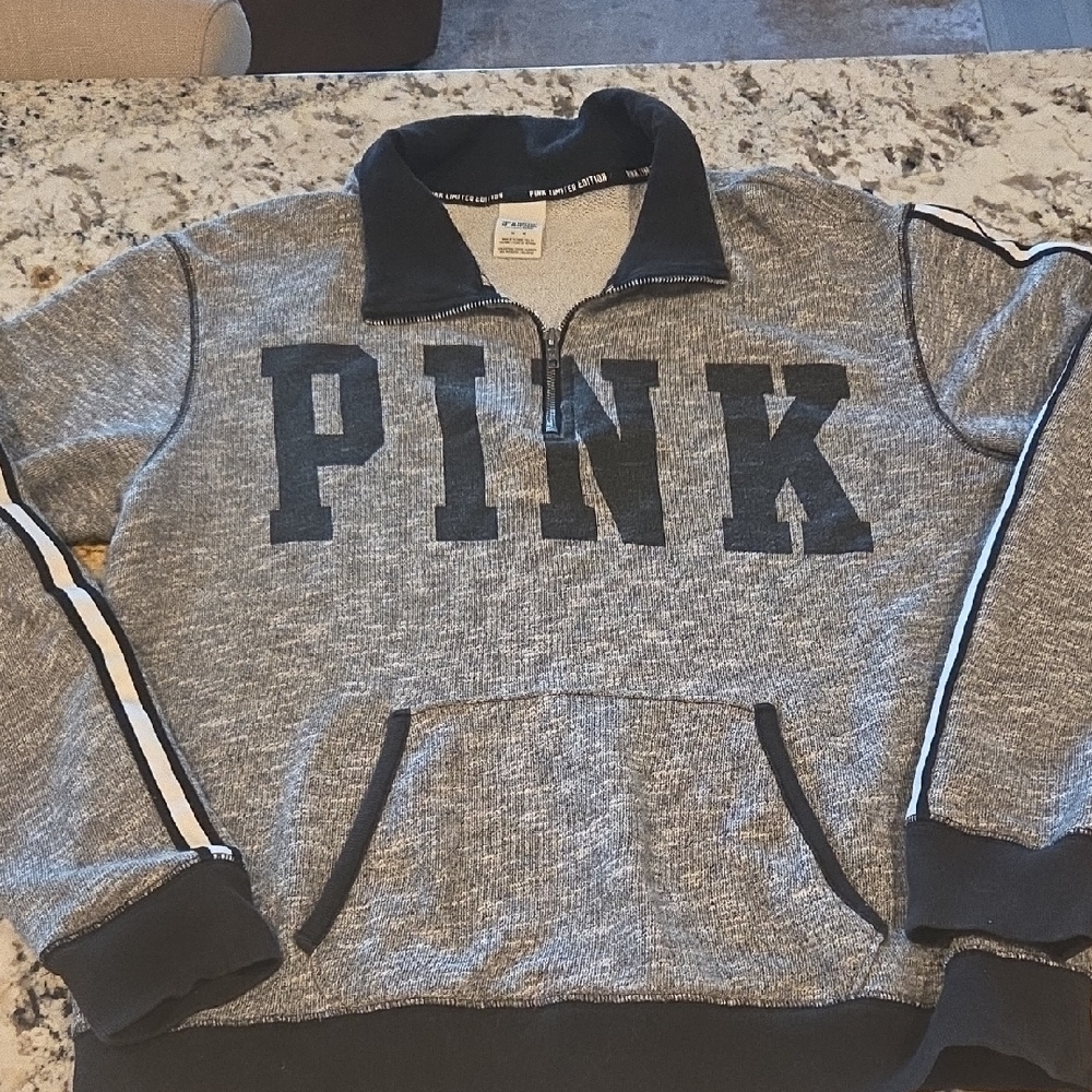 PINK Victoria's Secret Limoted Edition Heather Gray Half-Zip Pullover